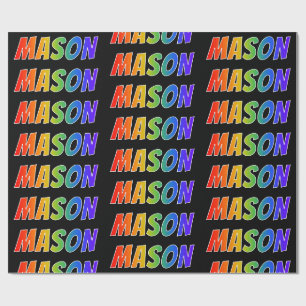 Papel De Presente Nome próprio do arco-íris "MASON"; Divertido e col