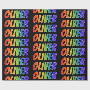 Papel De Presente Nome próprio do arco-íris "OLIVER"; Divertido e