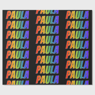 Papel De Presente Nome próprio do arco-íris "PAULA"; Divertido e c