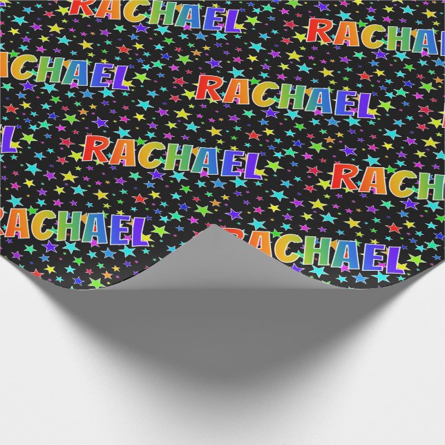 Papel De Presente Nome próprio do arco-íris "RACHAEL" + estrelas (Ponta)