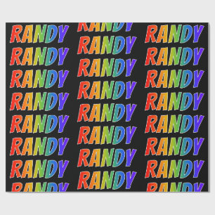 Papel De Presente Nome próprio do arco-íris "RANDY"; Divertido e c