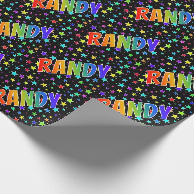 Papel De Presente Nome próprio do arco-íris "RANDY" + estrelas (Ponta)