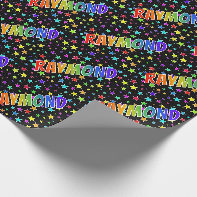 Papel De Presente Nome próprio do arco-íris "RAYMOND" + estrelas (Ponta)