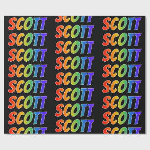 Papel De Presente Nome próprio do arco-íris "SCOTT"; Divertido e c