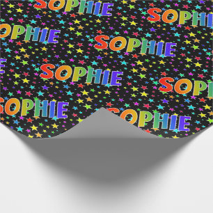 Papel De Presente Nome próprio do arco-íris "SOPHIE" + estrelas
