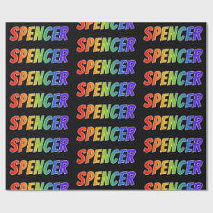 Papel De Presente Nome próprio do arco-íris "SPENCER"; Divertido e