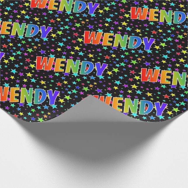 Papel De Presente Nome próprio do arco-íris "WENDY" + estrelas (Ponta)