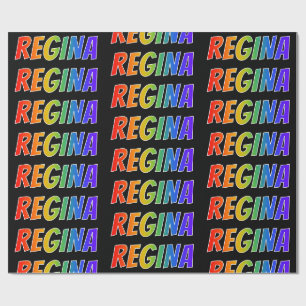 Papel De Presente Nome "REGINA" do arco-íris; Divertimento &