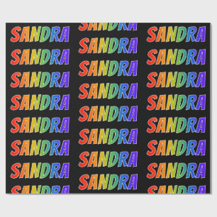 Papel De Presente Nome "SANDRA" do arco-íris; Divertimento &