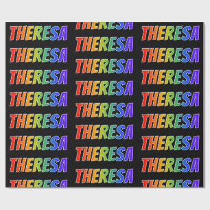 Papel De Presente Nome "THERESA" do arco-íris; Divertimento &