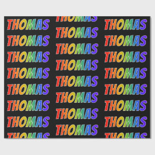 Papel De Presente Nome "THOMAS" do arco-íris; Divertimento &