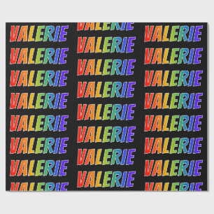 Papel De Presente Nome Valerie "VALERIE"; Divertido & Colorido