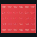 Papel De Presente Nomes de Casal à Mão Vermelho e Branco Casamento<br><div class="desc">Você pode facilmente alterar as fontes,  a imagem de fundo e a cor,  os caracteres das letras.</div>