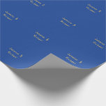 Papel De Presente Nomes de Casal Caligrafia Chic Adorável Azul e Dou<br><div class="desc">Você pode facilmente alterar as fontes,  a imagem de fundo e a cor,  os caracteres das letras.</div>