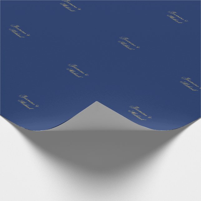 Papel De Presente Nomes de Casal de Caligrafia Chic Adorável Azul e  (Ponta)