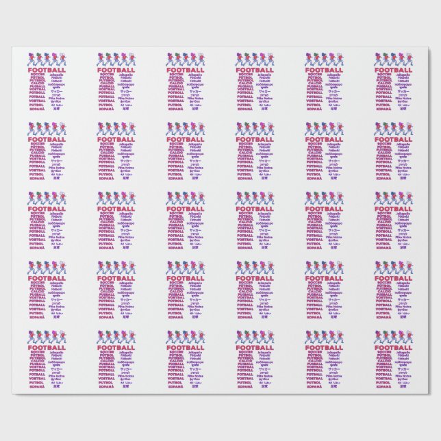 Papel De Presente Nomes Multilíngues de Futebol Feminino Global Fã d (Aberto)