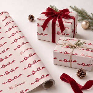 Papel De Presente Nomes Personalizados Laço Vermelho Presente de Nat