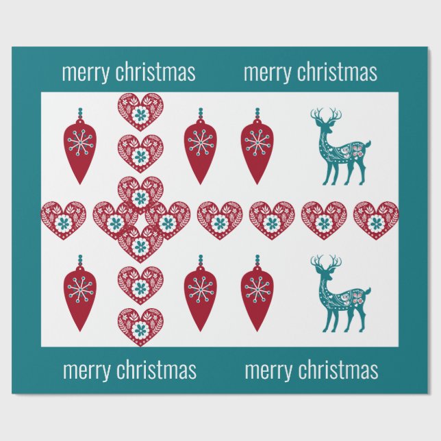 Papel De Presente Nórdico Cross Reindee Scandinávia Merry Xmas (Aberto)