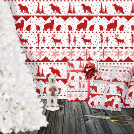 Papel De Presente Nórdico Sweet Red Winter Animal White