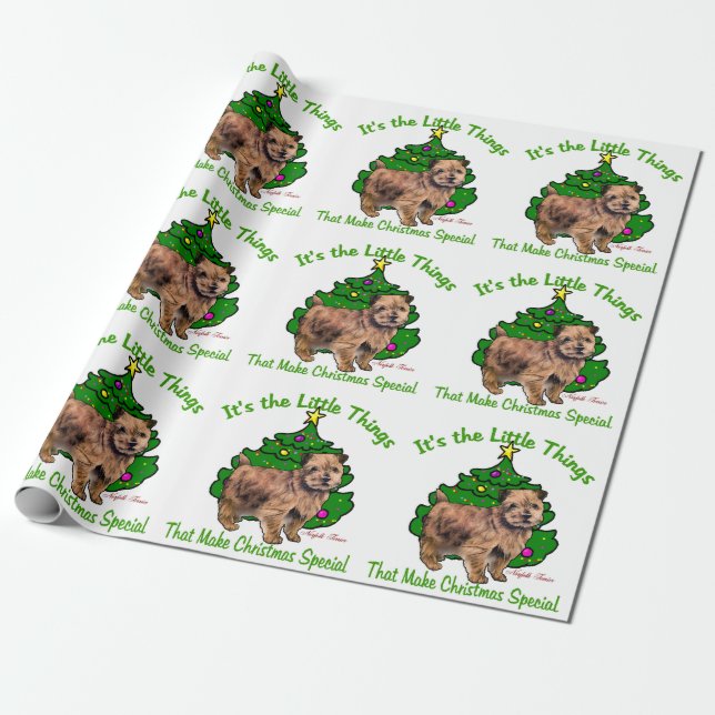 Papel De Presente Norfolk Terrier Natal (Desenrolado)