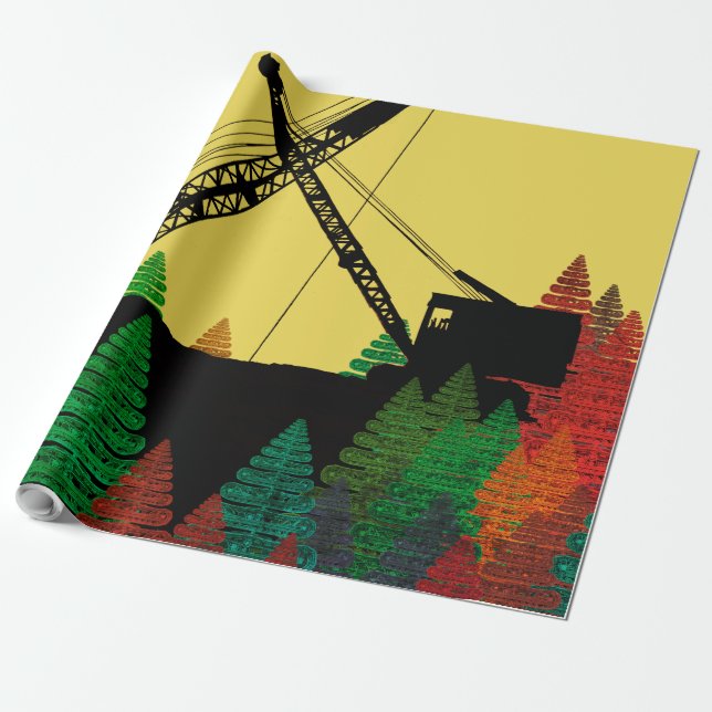 Papel De Presente Northwest Crawler Crane n Track Fantasy Art (Desenrolado)