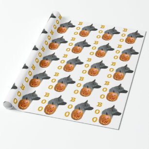 Papel De Presente Norueguês Elkhound Halloween Boo