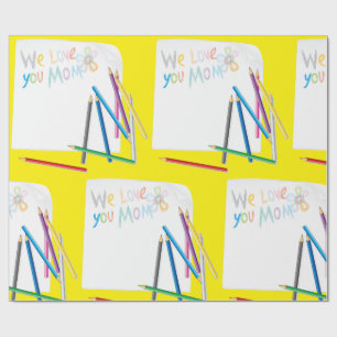 Papel De Presente Nós Amamos Você Mamãe Arte Desenhada à Mão com Giz