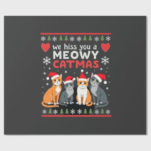 Papel De Presente Nós te assobiamos um Catmas Feliz Gato Divertido N