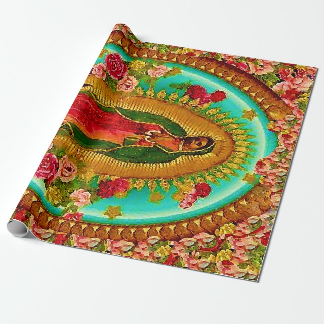 Papel De Presente Nossa Virgem Maria mexicana do santo da senhora (Desenrolado)