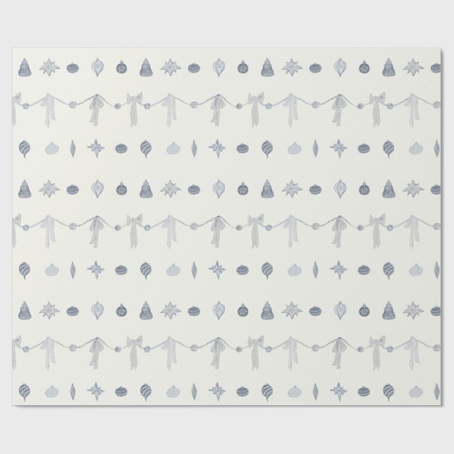 Papel De Presente Nostalgic Christmas Ornament Stripe Wrapping Paper (Aberto)