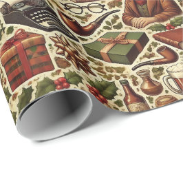 Papel De Presente Nostalgic Christmas Wrapping Paper for Grandfather