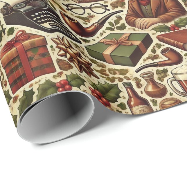 Papel De Presente Nostalgic Christmas Wrapping Paper for Grandfather (Ponta do rolo)