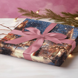 Papel De Presente Nostalgic Victorian Christmas Village Wrapping Pap