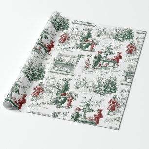 Papel De Presente Nostálgico Natal Vermelho Verde Papai Noel