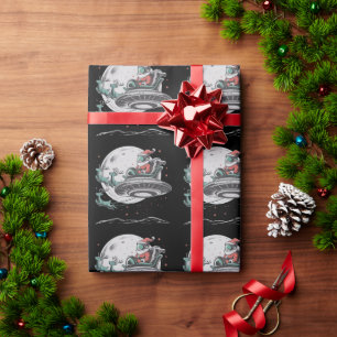 Papel De Presente Nostálgico Papai Noel ET OVNI Natal Criptozoologia