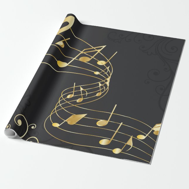 Papel De Presente Nota musical com elegante luxo (Desenrolado)