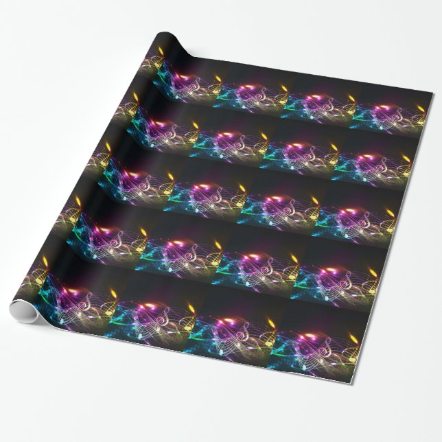 Papel De Presente Notas de música a cores para amantes de música (Desenrolado)