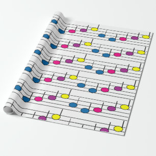 Papel De Presente Notas de música azul-rosa púrpura