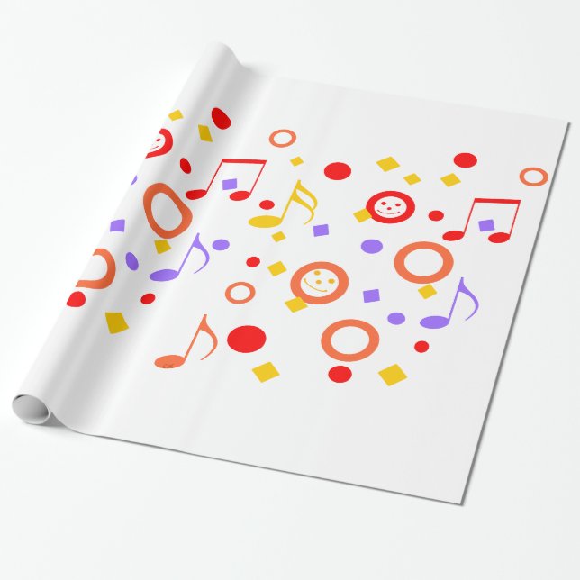 Papel De Presente Notas de música coloridas (Desenrolado)