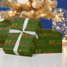 Papel De Presente Notas de Música Desejamos a você um Feliz Natal