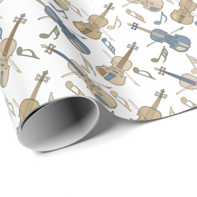 Papel De Presente Notas de Música Violinos Angled (Ponta do rolo)