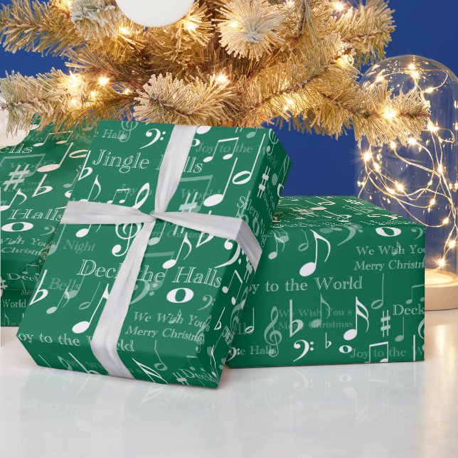 Papel De Presente Notas e símbolos musicais, canções de Natal (Feriados)