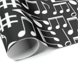 Papel De Presente Notas Musicais Brancas Dançando Amantes da Música 