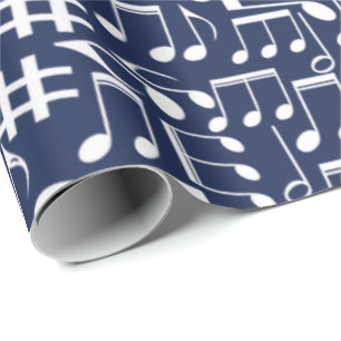 Papel De Presente Notas Musicais Brancas Dançantes Amantes da Música