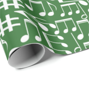 Papel De Presente Notas Musicais Brancas Dançantes Amantes da Música