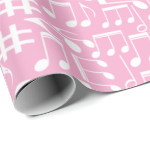 Papel De Presente Notas Musicais Brancas Dançantes Amantes de Música