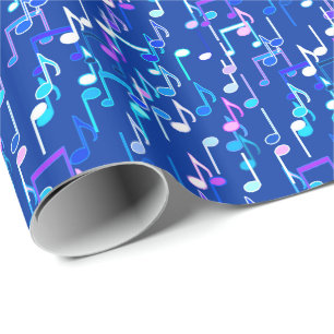 Papel De Presente Notas Musicais impressão - Azul-indigo, multicama