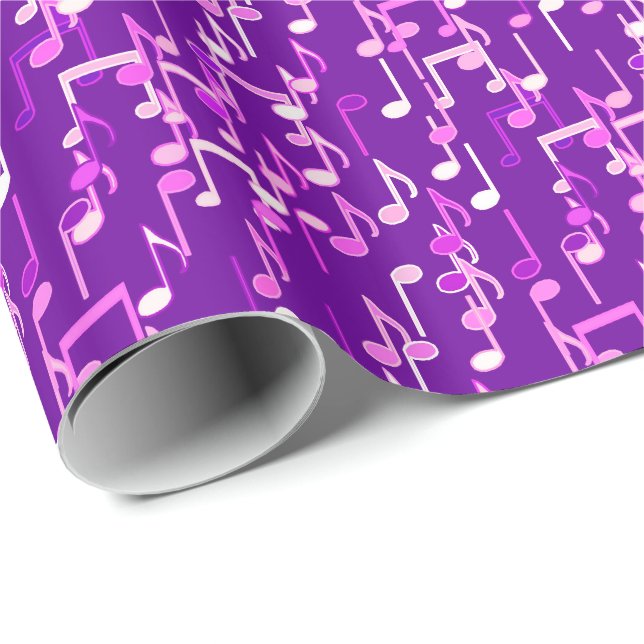 Papel De Presente Notas musicais impressas - violeta roxo, multi (Ponta do rolo)