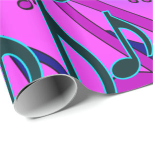 Papel De Presente Notas Musicais Padrão Musical Animado Giratório