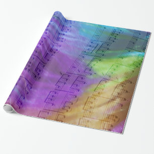 Papel De Presente Notas musicais psicadélicos